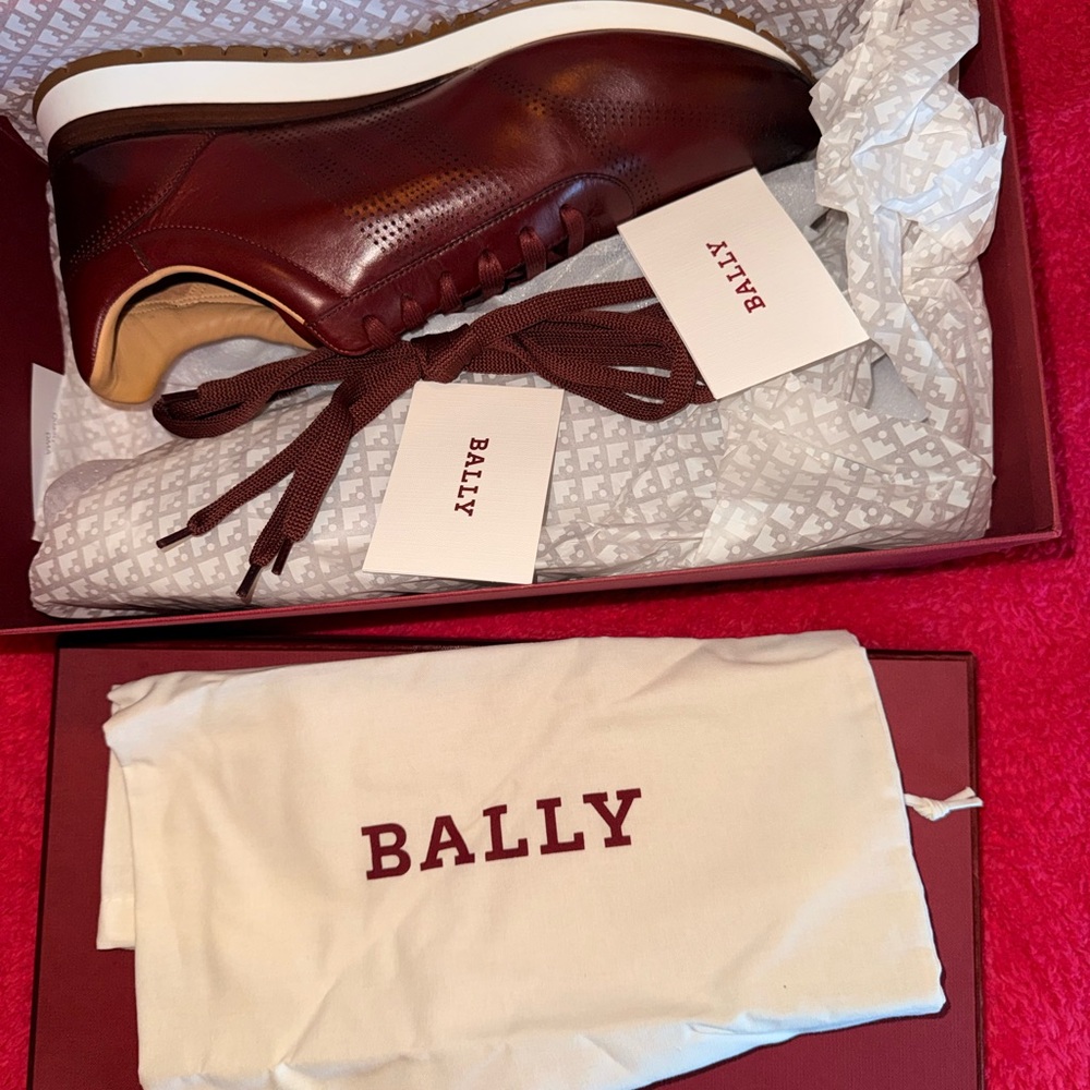Bally Burgundy Leather Sneakers - Picture 7 of 16